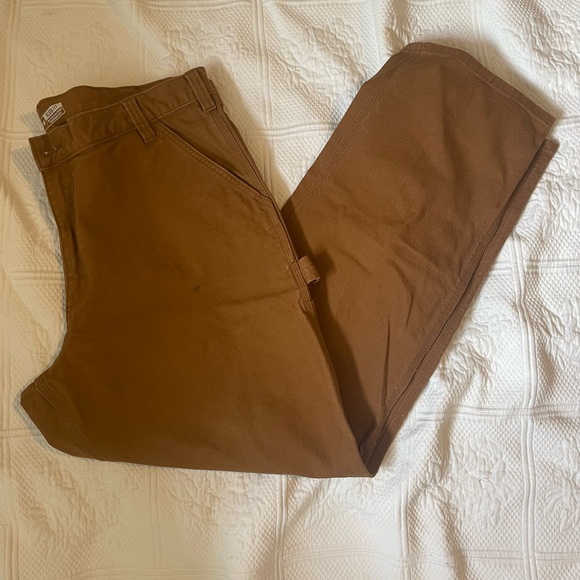 Carhartt Relaxed Fit Men’s 40x32 5-Pocket Carpenter Brown Pants Rugged Fit - Picture 1 of 9